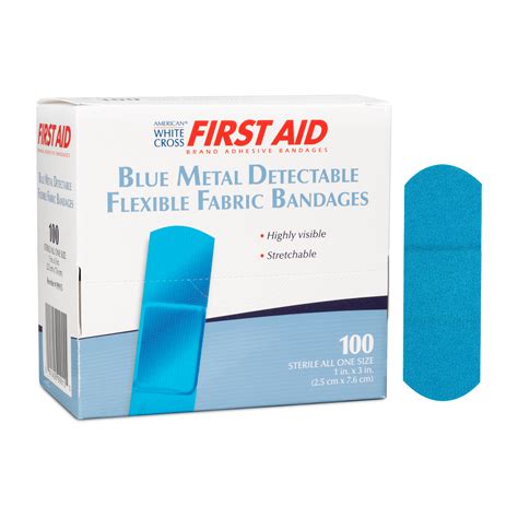 metal detectable bandages fabric 1 x 3|curad blue fabric bandages.